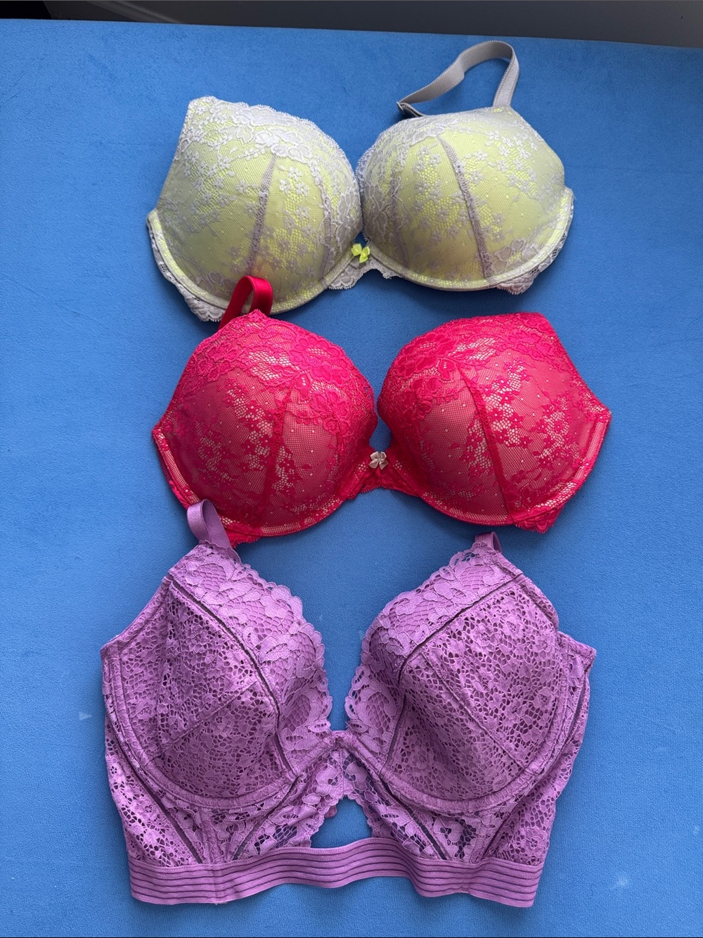 Women’s Lace Push-Up Bra — Yellow, Pink, Purple
